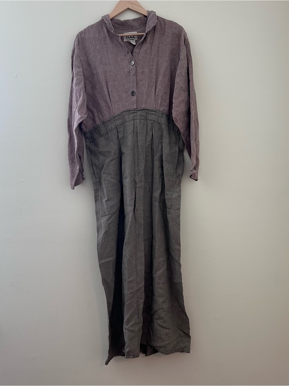 Vintage Flax by Jeanne Engelheart Two-Tone Linen Dress